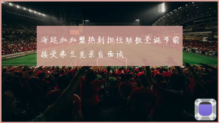 海廷加加盟热刺担任助教圣诞节前接受弗兰克亲自面试